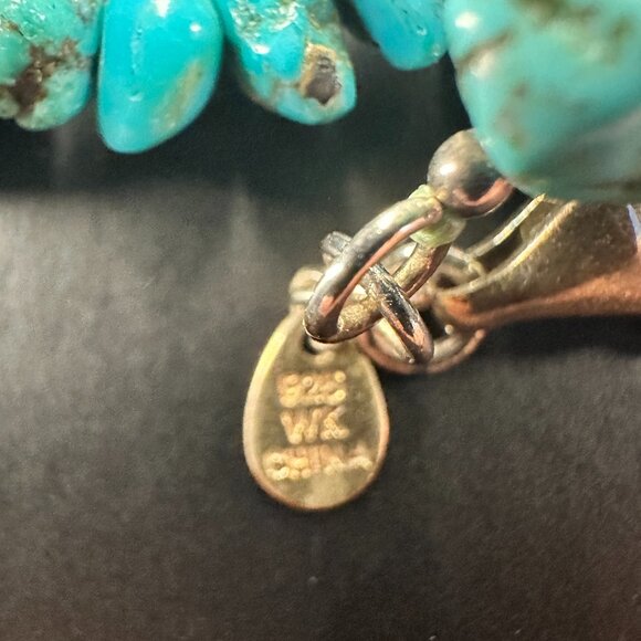 💎 35” Genuine Turquoise Nugget Necklace – Sterling Silver 925 Clasp - Picture 3 of 4